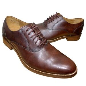 Cole Haan Grand OS Brown Leather Oxford Sz 9.5 Stitched Sole Casual Dress Shoes